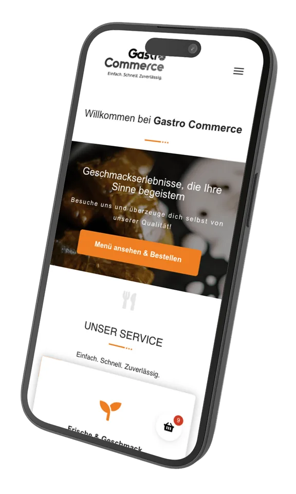 Startseite von Gastro Commerce auf dem Smartphone